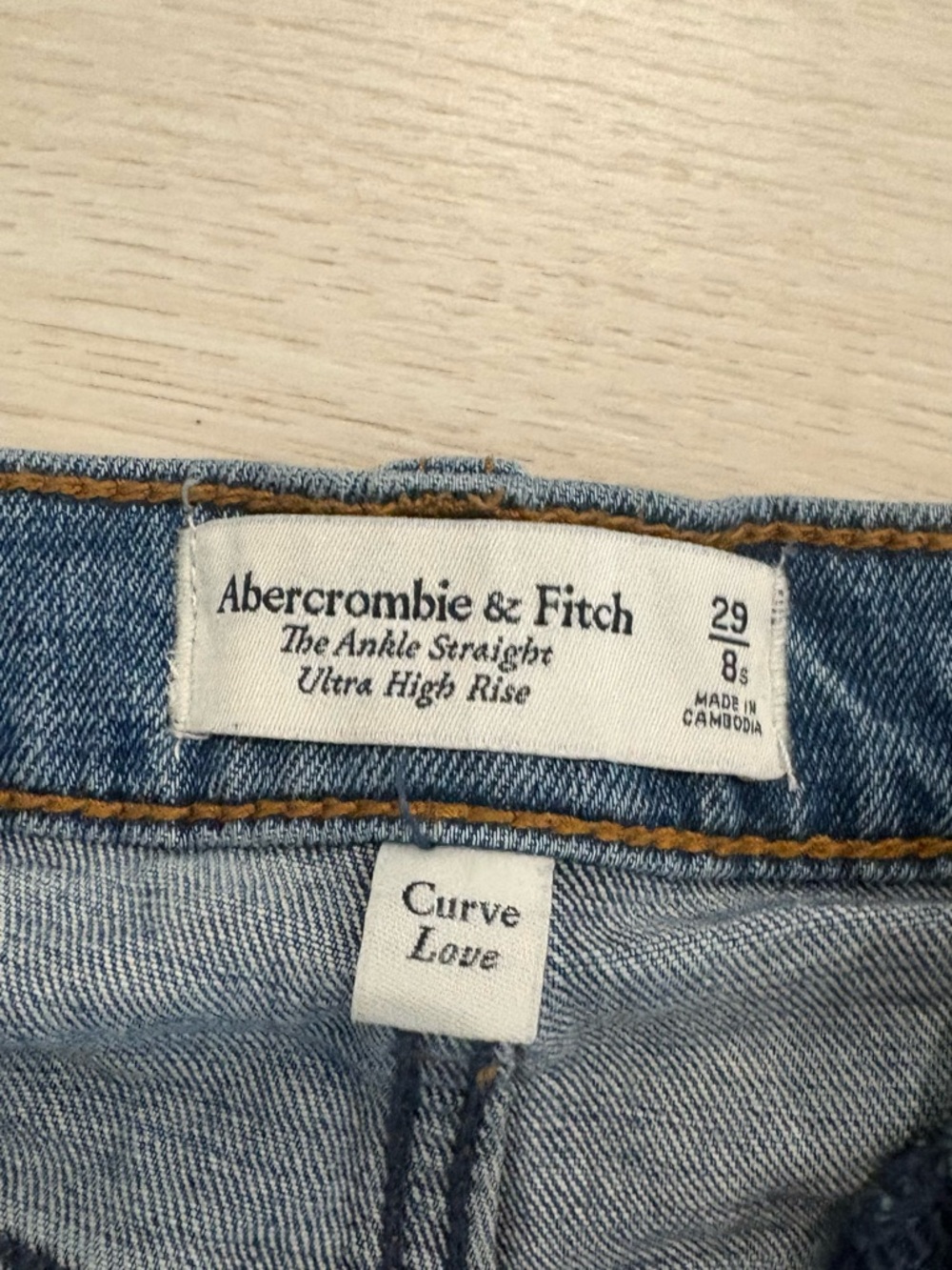 Abercrombie & Fitch Light Blue Ankle Straight Ultra High Rise Jeans